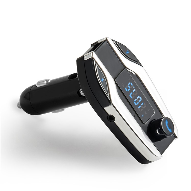 X7 Digital Display MP3 Player FM Transmitter Bluetooth Car Kit Support Aux-in / TF Card / U-Disk - Silver-4