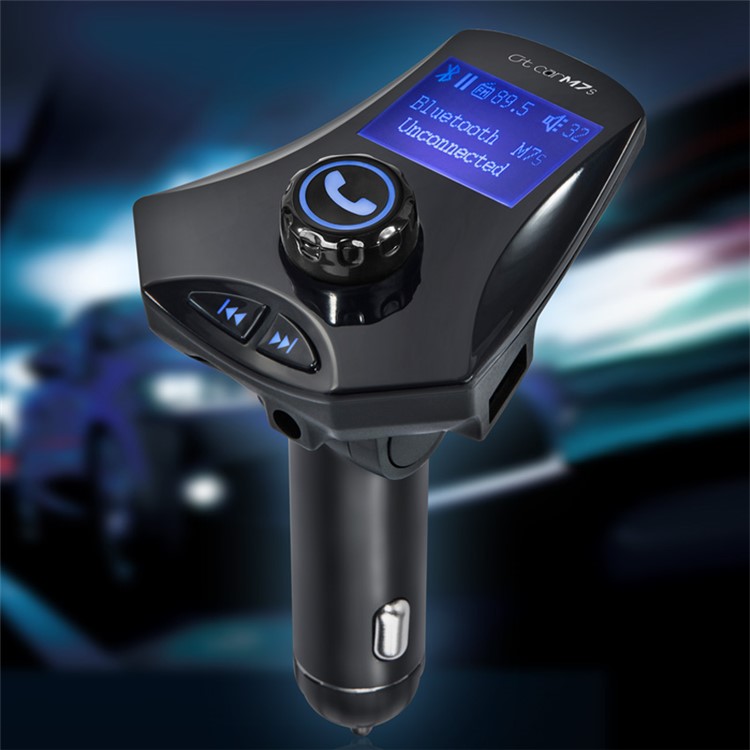 M7s LED Monitor Car MP3 Player Bluetooth FM Transmitter Car Kit Support Aux-in / TF Card / U-Disk - Black-1