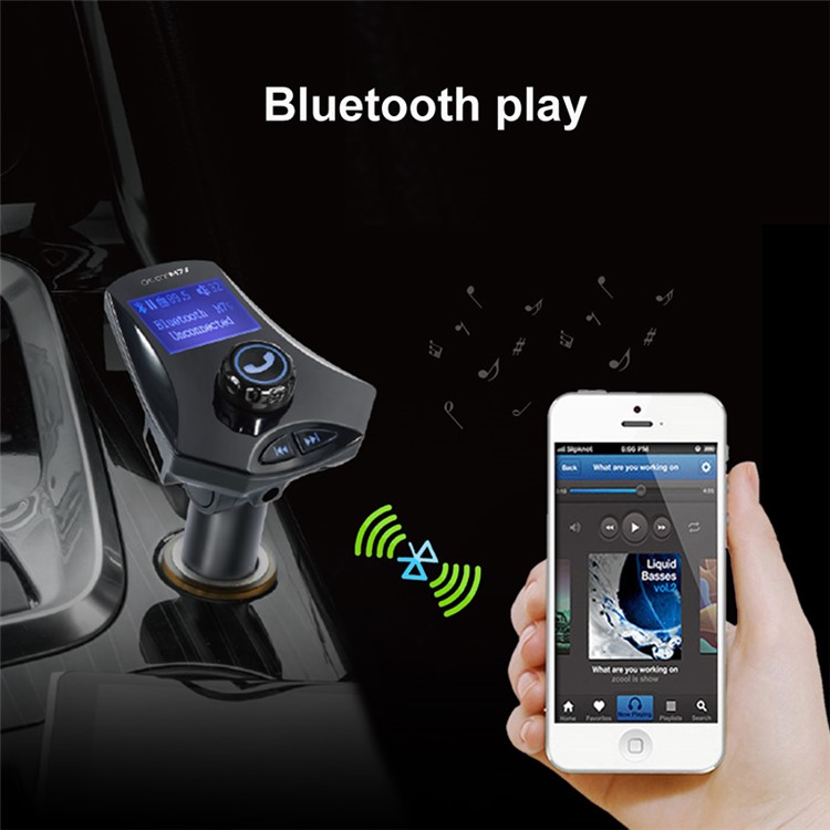 M7s LED Monitor Car MP3 Player Bluetooth FM Transmitter Car Kit Support Aux-in / TF Card / U-Disk - Black-2