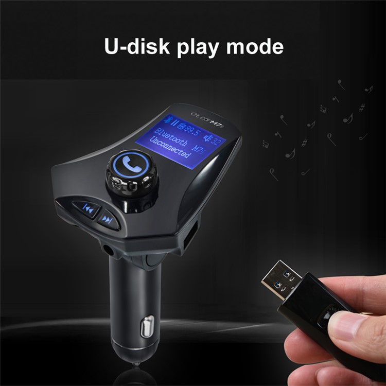 M7s LED Monitor Car MP3 Player Bluetooth FM Transmitter Car Kit Support Aux-in / TF Card / U-Disk - Black-4