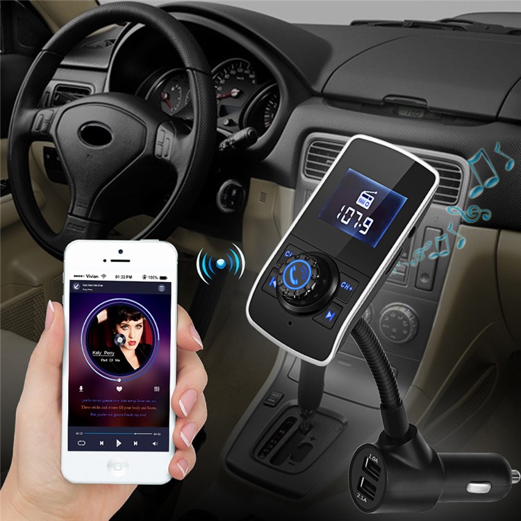 HY68 FM Transmitter Wireless In-car Bluetooth Car Kit MP3 Player Dual USB Car Charger-2