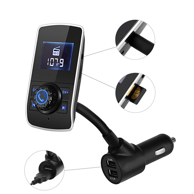 HY68 FM Transmitter Wireless In-car Bluetooth Car Kit MP3 Player Dual USB Car Charger-6