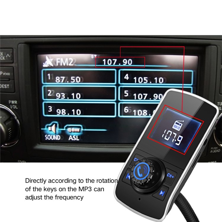 HY68 FM Transmitter Wireless In-car Bluetooth Car Kit MP3 Player Dual USB Car Charger-7