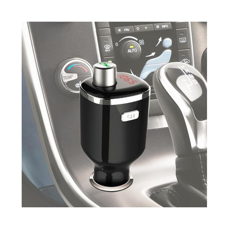 BC23 LED Monitor FM Transmitter Wireless Bluetooth Hands-free Car Kit with Dual-USB Ports Car Charger-2