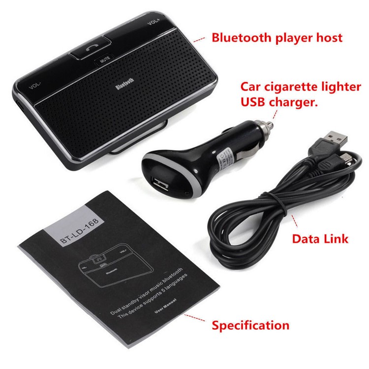 BT LD-168 Wireless Bluetooth + USB Car Charger Hands-free Car Kit for iPhone Samsung Huawei etc.-6