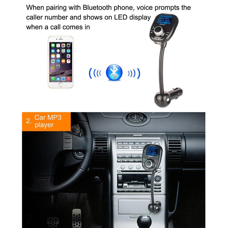 BT002 Bluetooth Car MP3 Audio Player FM Transmitter with Remote Control LCD Screen USB Charger-10
