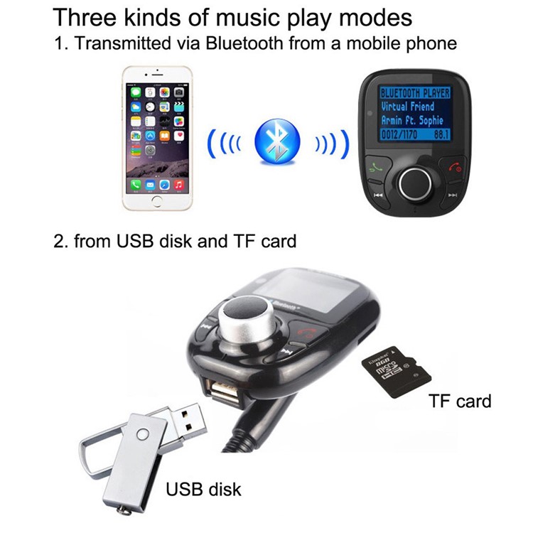 BT002 Bluetooth Car MP3 Audio Player FM Transmitter with Remote Control LCD Screen USB Charger-11