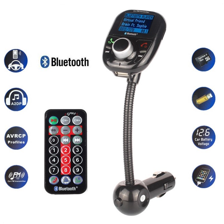 BT002 Bluetooth Car MP3 Audio Player FM Transmitter with Remote Control LCD Screen USB Charger-6