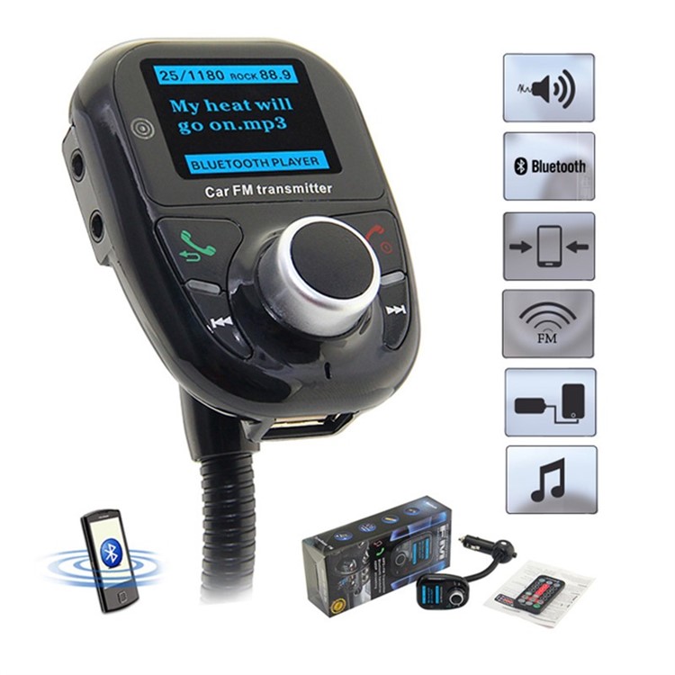 BT002 Bluetooth Car MP3 Audio Player FM Transmitter with Remote Control LCD Screen USB Charger-7