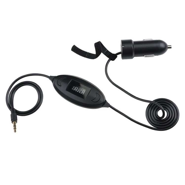 3.5mm Audio Plug Universal FM Transmitter with USB Car Charger for Samsung Note 8 etc.-1
