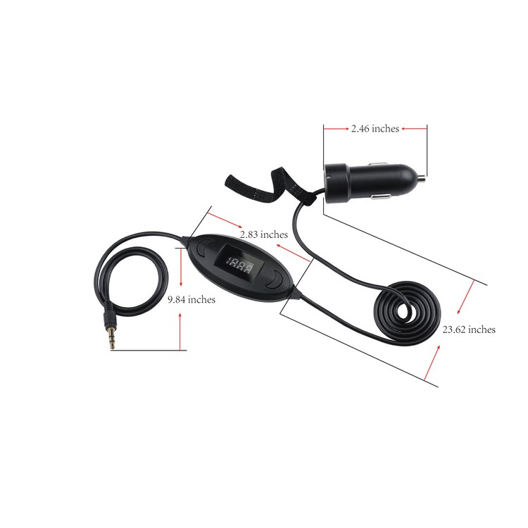 3.5mm Audio Plug Universal FM Transmitter with USB Car Charger for Samsung Note 8 etc.-3