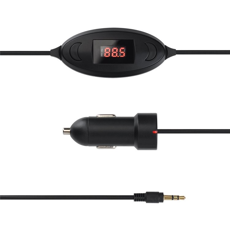 3.5mm Audio Plug Universal FM Transmitter with USB Car Charger for Samsung Note 8 etc.-8