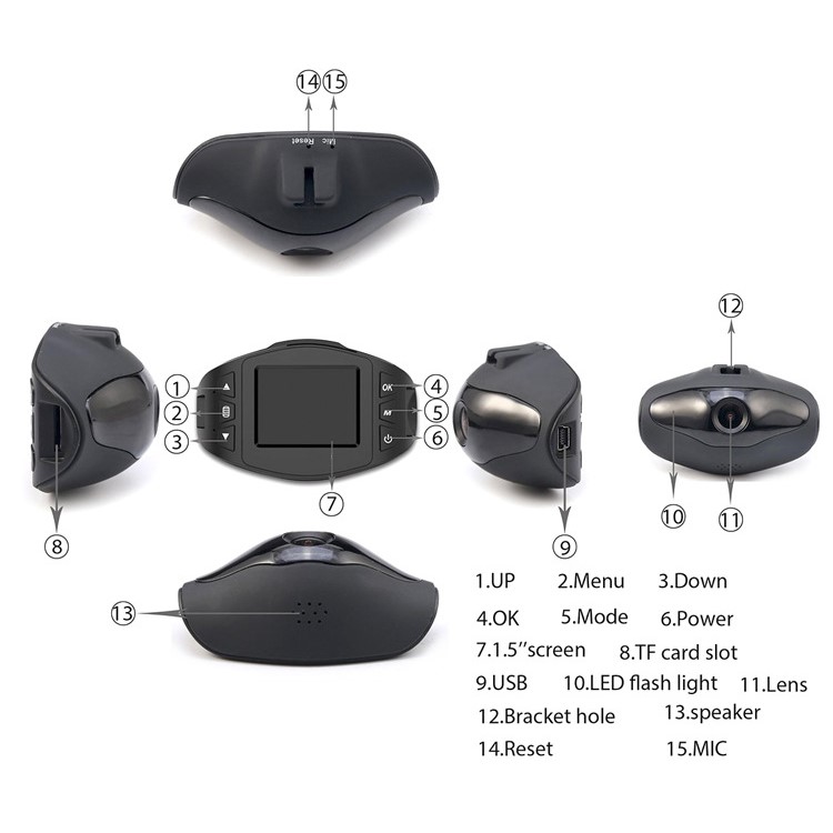W5 Single Lens Car DVR Generalplus 1248 Car Video Recorder Dash Cam Support Night Vision-12