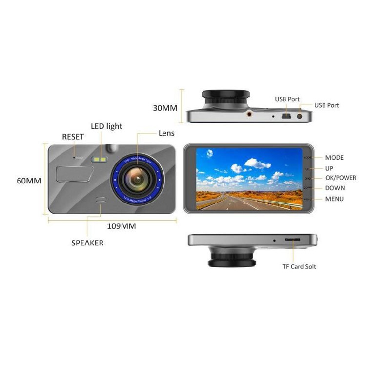 S043 4 Inch Full HD 1080P Super Night Vision Car DVR Dual Cameras 170-Degree View Angle-8