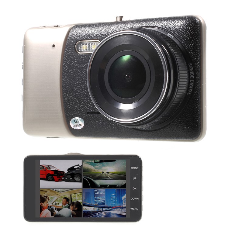 S188 4" IPS Dual Cameras Car DVR Camcorder 1080P HD 170-Degree View Angle - Black-1