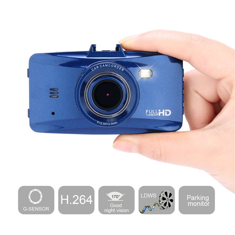 H100 2.7-inch 1080P Full HD 170 Degree Wide Angle Car DVR Camcorder - Blue-3
