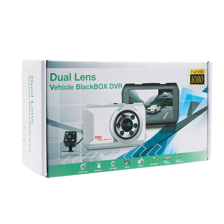 FH05H 3.0 inch 1080P Full HD Dual Lens Car DVR 170° Wide Angle Car Camera Recorder - White-12