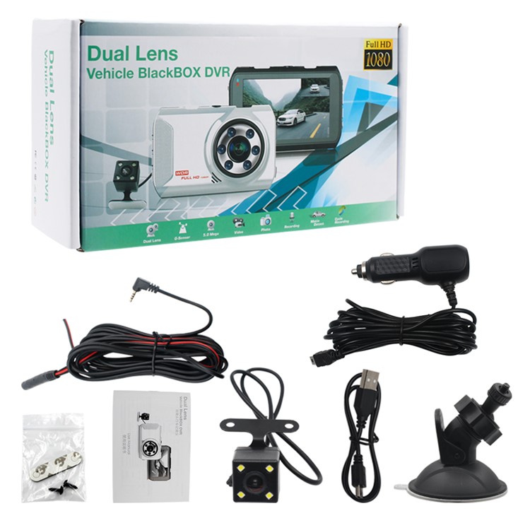 FH05H 3.0 inch 1080P Full HD Dual Lens Car DVR 170° Wide Angle Car Camera Recorder - White-13