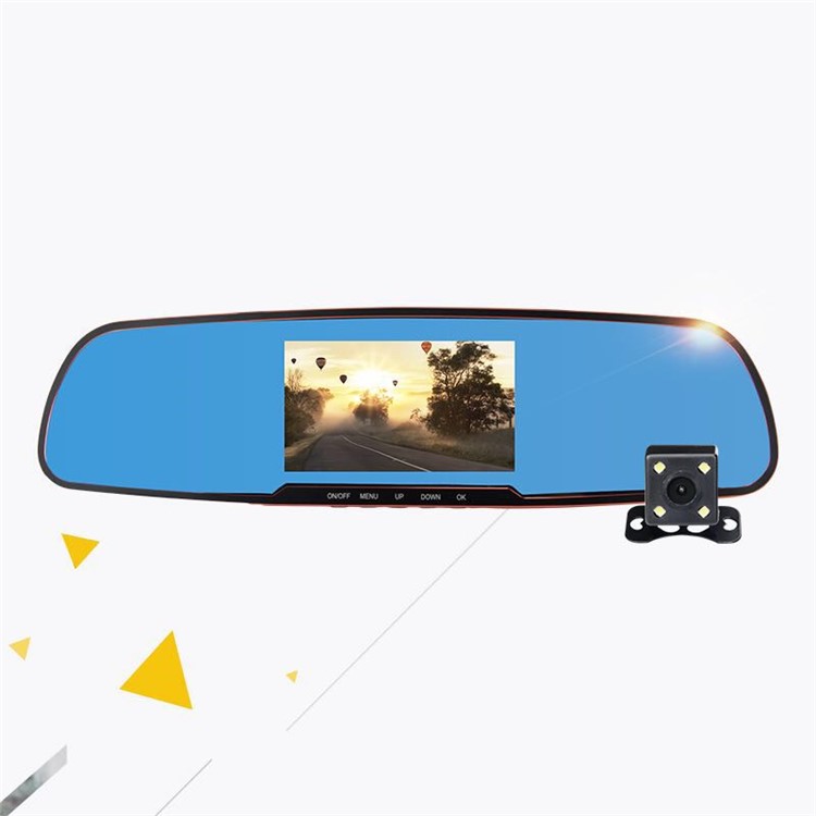 C102 5-inch 2MP Dual Lens Car Video Recorder Car DVR Dash Rearview Mirror Rearview Camera-2