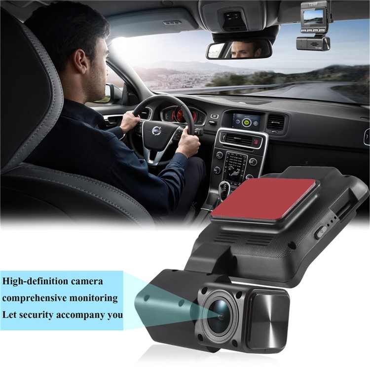 M8 2.45 Inch 1080P FHD Mini Car DVR 360 Degree Rotary Lens Car Dash Camera Video DVR - Black-1