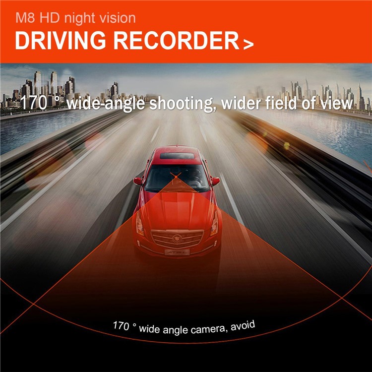 M8 2.45 Inch 1080P FHD Mini Car DVR 360 Degree Rotary Lens Car Dash Camera Video DVR - Black-17