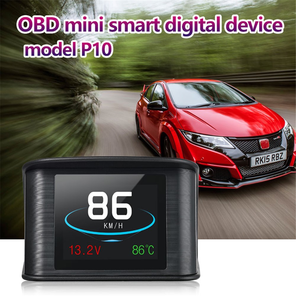 P10 OBD2 2.2 Pulgadas Corizante de Automóvil HUD Pantalla Smart Smart Digital Speedómetro LCD Pantalla OBD2 Alarma de Velocidad de Diagnóstico de Diagnóstico