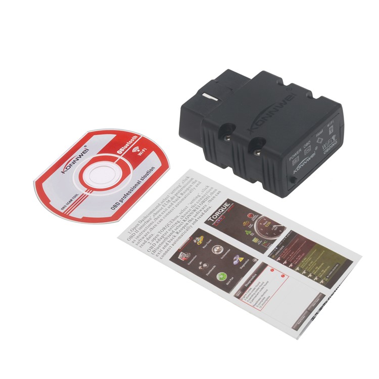 KONNWEI KW902 ELM327 WiFi OBD 2 Auto Diagnostic Scaner Work on iOS/Android Devices (CE,RoHS,FCC) - Black-5