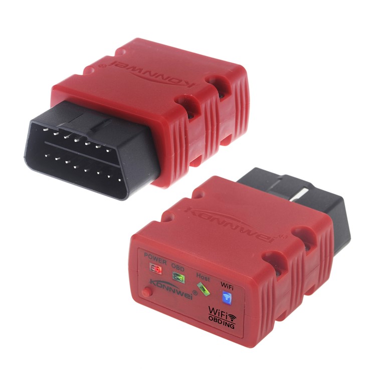 KONNWEI KW902 ELM327 WiFi OBD 2 Auto Diagnostic Detector Work on iOS/Android Devices (CE,RoHS,FCC) - Red-1