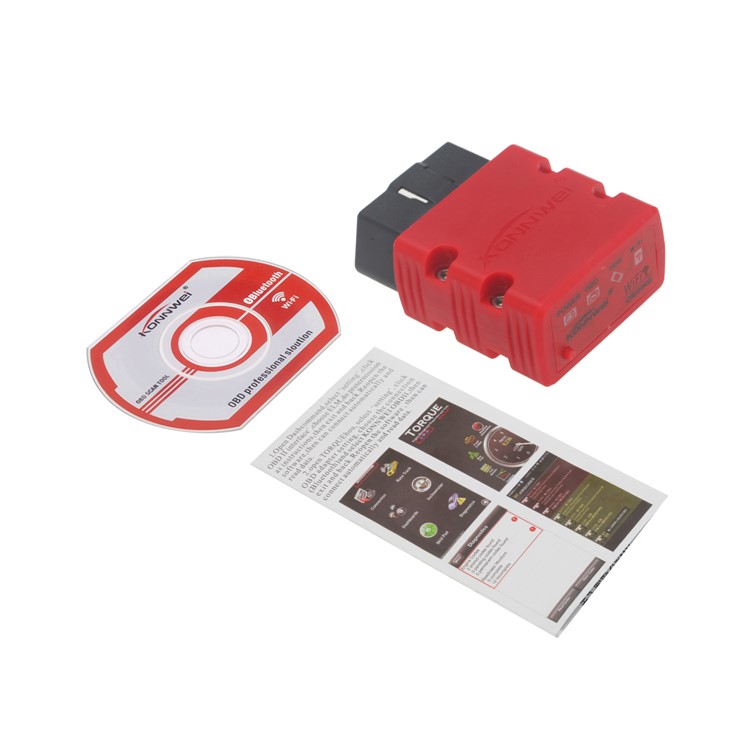 KONNWEI KW902 ELM327 WiFi OBD 2 Auto Diagnostic Detector Work on iOS/Android Devices (CE,RoHS,FCC) - Red-5