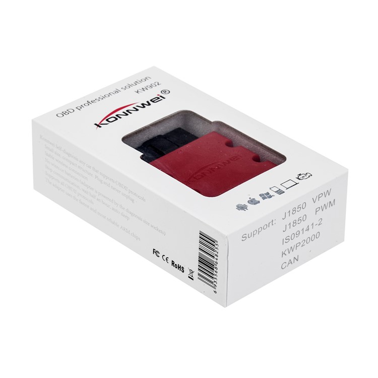 KONNWEI KW902 ELM327 WiFi OBD 2 Auto Diagnostic Detector Work on iOS/Android Devices (CE,RoHS,FCC) - Red-7