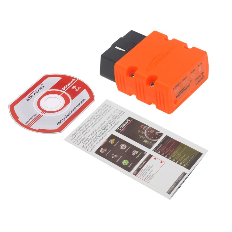 KONNWEI KW902 ELM327 WiFi OBD 2 Auto Diagnostic Reader Work on iOS/Android Devices (CE,RoHS,FCC) - Orange-5