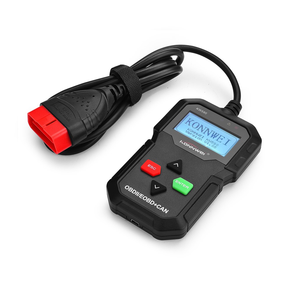 Konnwei KW590 OBD2 Lettore di Codice Del Veicolo Can Bus Motore Codice Reader - Nero