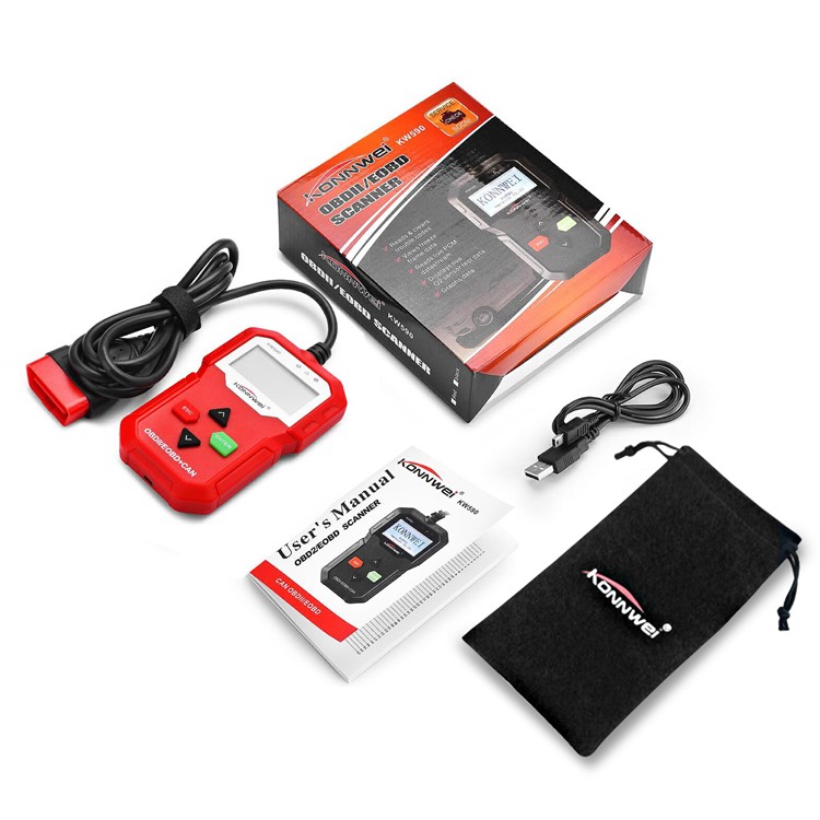 KONNWEI KW590 OBD2 CAN BUS Vehicle Engine Code Reader - Red-7