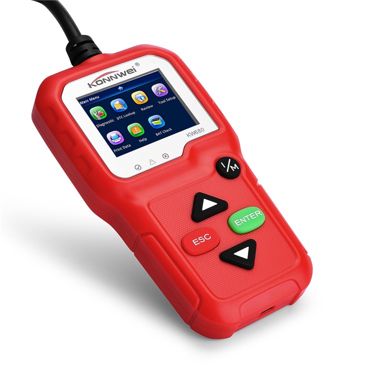 KONNWEI KW680 Professional OBDII/EOBD Scanner OBD2 CAN Bus Code Reader with TFT Color Display - Red-1