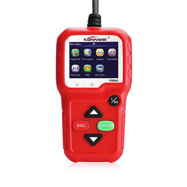 KONNWEI KW680 Professional OBDII/EOBD Scanner OBD2 CAN Bus Code Reader with TFT Color Display - Red-2