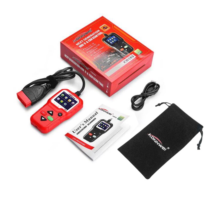 KONNWEI KW680 Professional OBDII/EOBD Scanner OBD2 CAN Bus Code Reader with TFT Color Display - Red-6