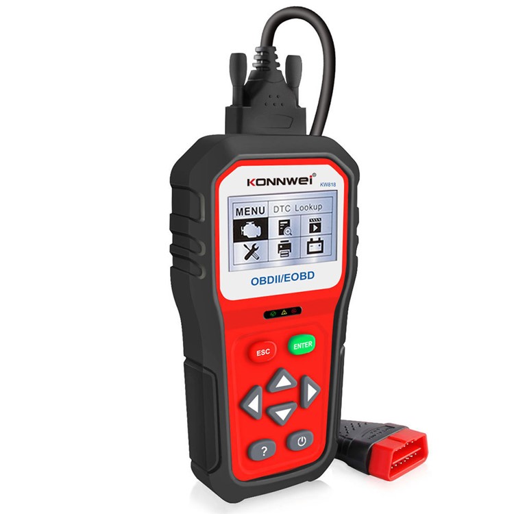 Konnwei KW818 OBDII/EOBD Car Diagnóstico Escandor de Batería de 12V - Rojo