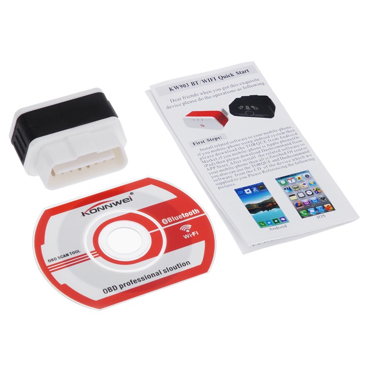 KONNWEI KW903 ELM327 WiFi OBDII Auto OBD2 Code Detector Diagnostic Tool for Android iOS - Black / White-4