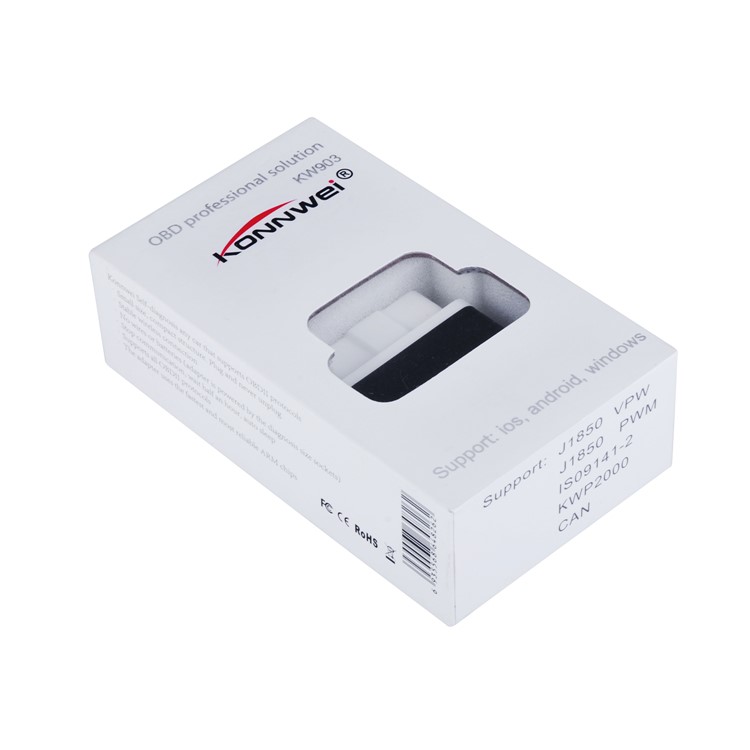 KONNWEI KW903 Bluetooth 4.0 ELM327 OBD2 Car Auto Fault Scanner Car Diagnostics Tool Code Scanner Support iOS System - White / Black-5