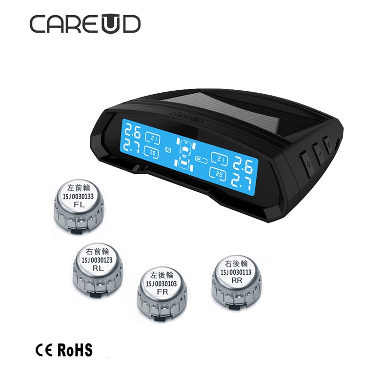 0-8BAR Range KIMISS Solar Power Auto Car TPMS Wireless Tire Pressure Monitoring System with 4 External Sensors 0-116PSI