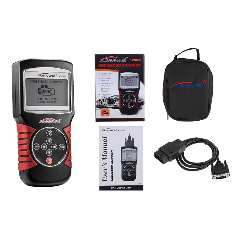 KONNWEI KW820 OBDII / Herramienta de escáner de lector de código de coche EOBD para vehículos de EE.UU. / Asia / Europa-6