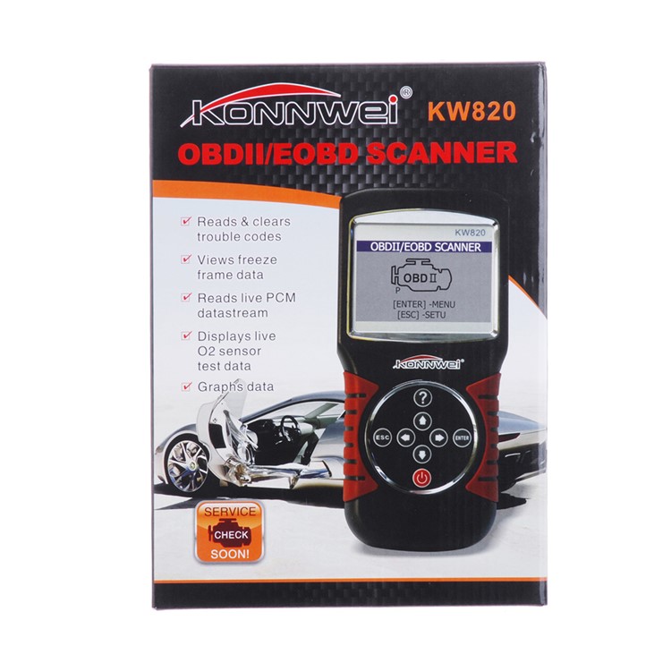 KONNWEI KW820 OBDII / Herramienta de escáner de lector de código de coche EOBD para vehículos de EE.UU. / Asia / Europa-7