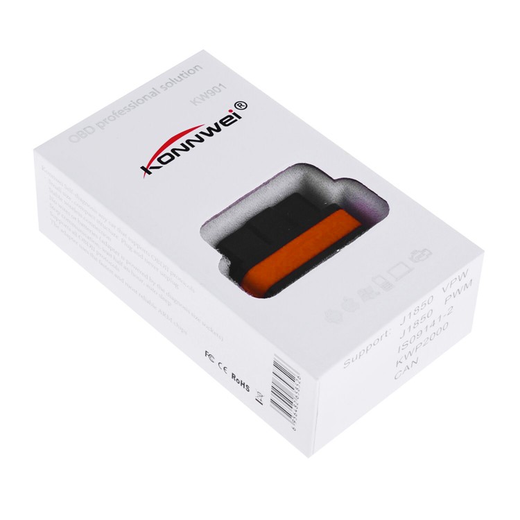 Konnwei KW901 ELM327 ODB Bluetooth Car Motor Falf Diagnizic Diagnostic Scanner - Negro / Naranja