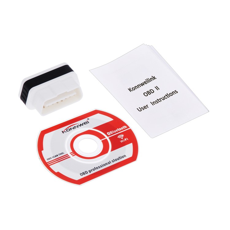 KONNWEI KW901 ELM327 Bluetooth 4.0 ODB II Code Scanner Detector for iOS - Black / White-4