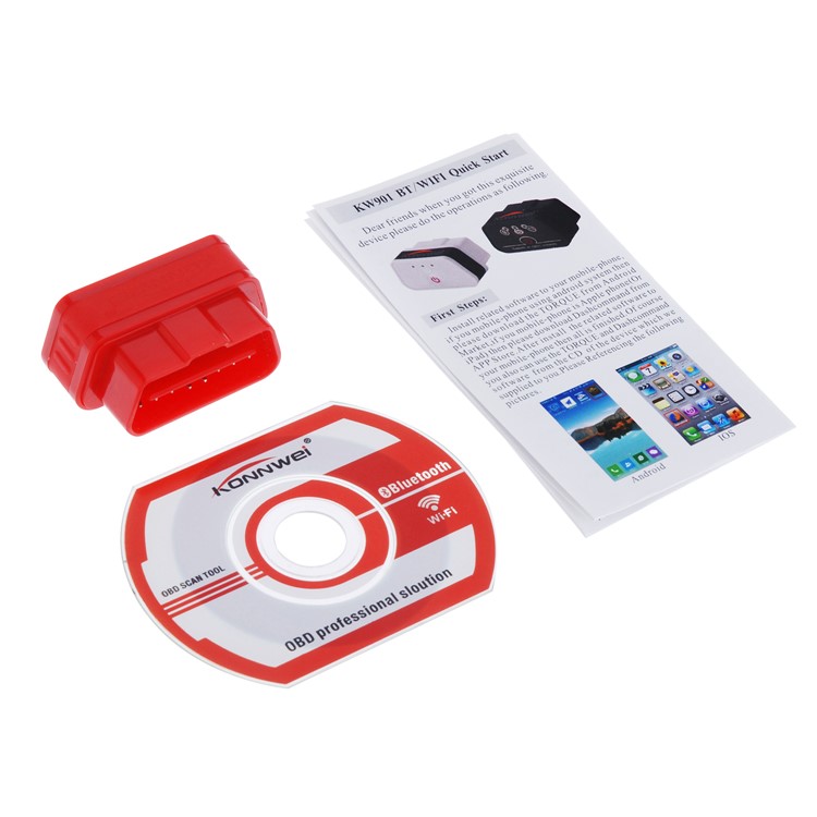 KONNWEI KW901 WiFi ELM327 Car OBD Detector Scan Tool for iOS and Android - Red-4