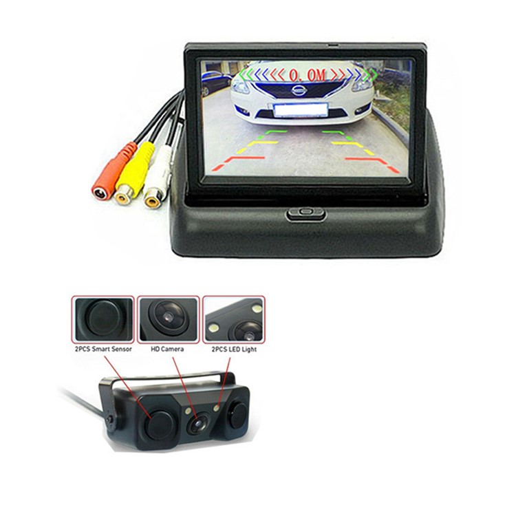 PZ453 4.3-Inch Rear View TFT-LCD Monitor with Rear View Camera Intelligent Parking Assistance System - Black-1
