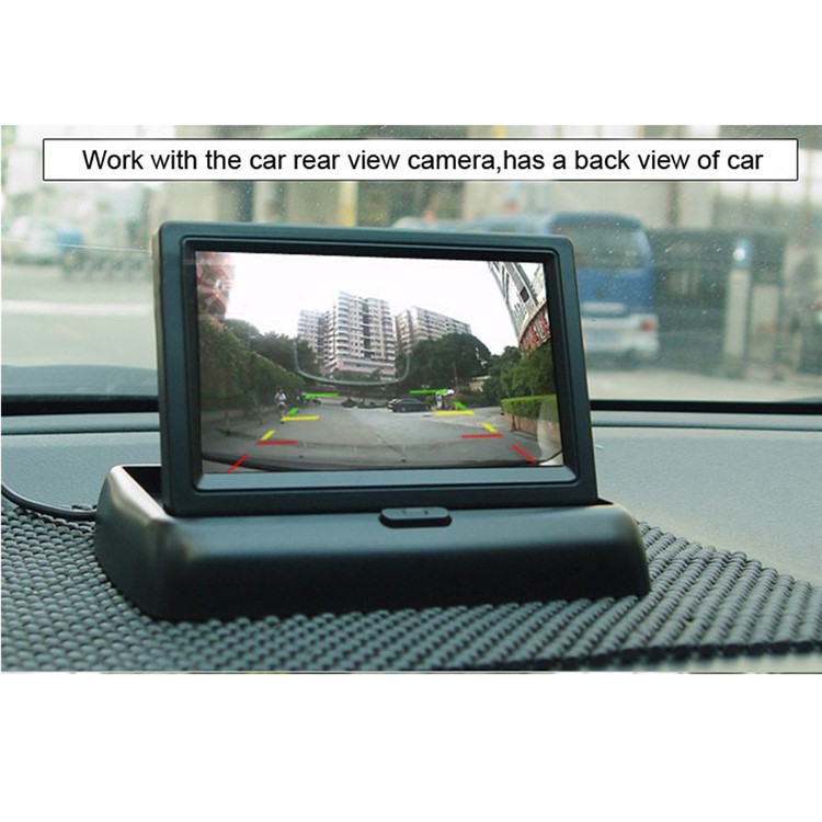 PZ601-C Foldable Car 4.3" LCD Monitor Rear View Camera Parking Reversing Assist Safety System - Black-3