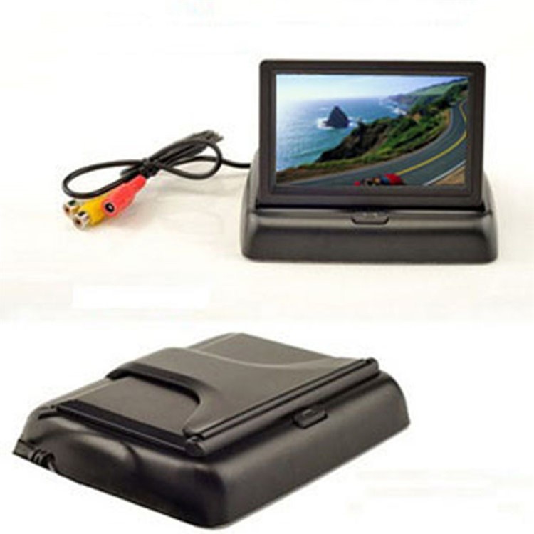 PZ601-C Foldable Car 4.3" LCD Monitor Rear View Camera Parking Reversing Assist Safety System - Black-4
