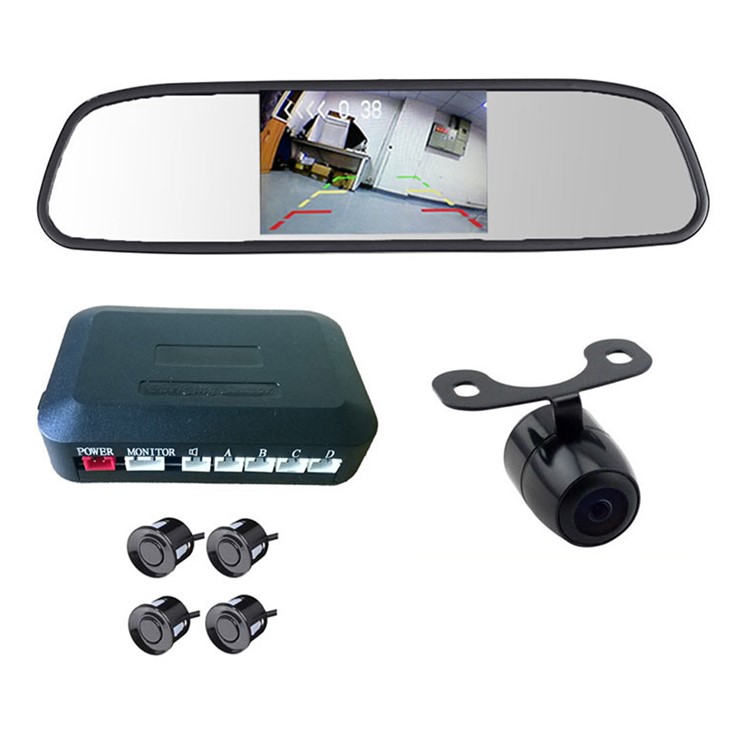 PZ604 4.3-inch Rear View LCD Car Parking Sensor Reverse Radar Alert Alarm System with 4 Sensors-1