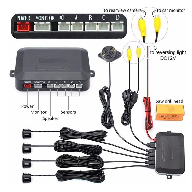 PZ604 4.3-inch Rear View LCD Car Parking Sensor Reverse Radar Alert Alarm System with 4 Sensors-11